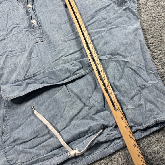 Polo Ralph Lauren Indigo Chambray Anorak Hoodie Pullover Button Drawstrings 2XL - Picture 7 of 7